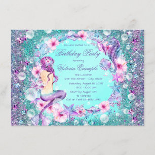 Sirène sous la mer Invitations de fête d'anniversa