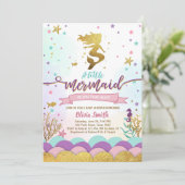 Sirène Sous Le Baby shower De Mer Invitation Girl (Debout devant)