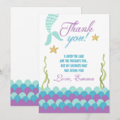 Sirène sous le carte de remerciements (Devant / Derrière)