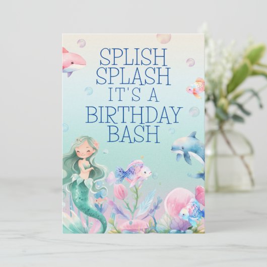 Sirène sous les filles de la mer Invitation d'anni (Debout devant)