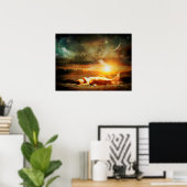 Sirène sous Lune Starry Night Poster mystique (Bureau à domicile)