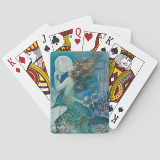 Sirène vintage avec des cartes de jeu de perle