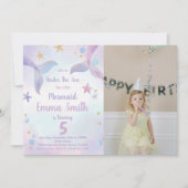 Sirène violet rose Invitations Anniversaire W Phot (Devant)