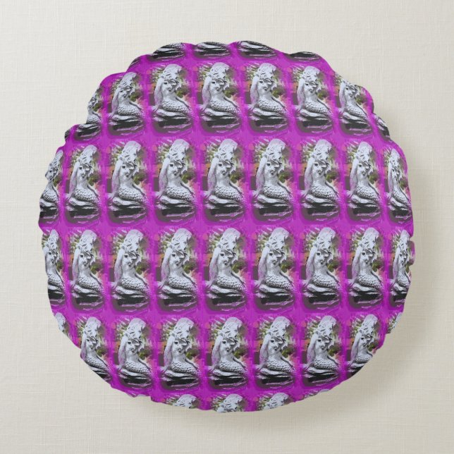 sirènes assises sur coussin rond pourpre (Devant)