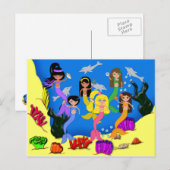 Sirènes en Océan avec carte postale Dolphins (Devant / Derrière)