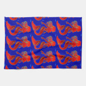 sirènes rouges sur serviette de cuisine bleue (Horizontal)