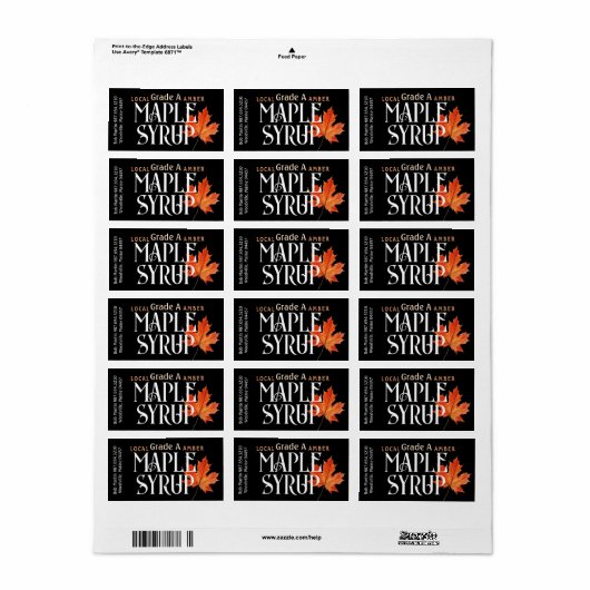 Sirop d'érable de qualité A avec Étiquette feuille (Feuille entière)