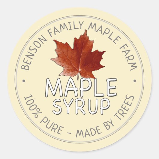 Sirop d'érable Étiquette 100% PUR - FABRIQUÉ PAR D (Devant)