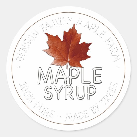 Sirop d'érable Étiquette 100% PUR - FABRIQUÉ PAR D (Devant)