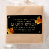Sirop d'érable Étiquette Black Gold Bordure feuill (En situation)