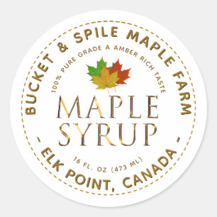Sirop d'érable Étiquette couleur Feuilles d'érable