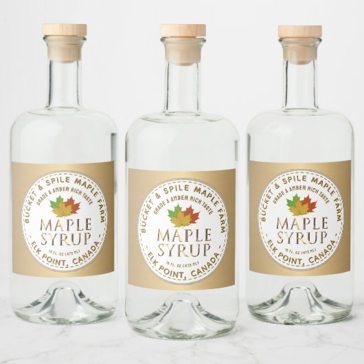 Sirop d'érable Étiquette couleur Feuilles d'érable (Bouteilles)