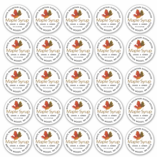 Sirop d'érable Étiquette personnalisé couleur feui (Devant)