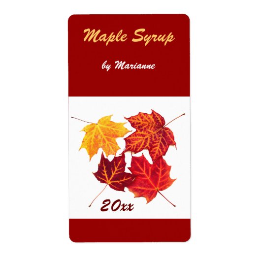 Sirop d'érable - feuilles d'érable étiquette de co (Devant)