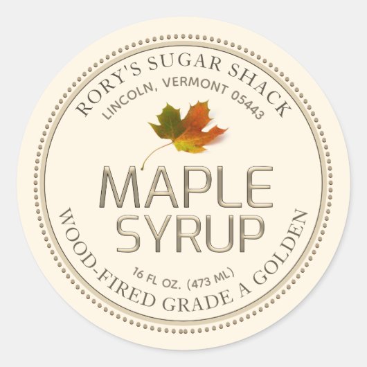 Sirop d'érable ivoire Feuille d'érable Étiquette m (Devant)