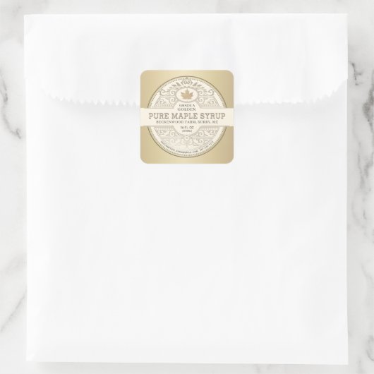 Sirop d'érable local pur Or métallique Étiquette o (Sac)
