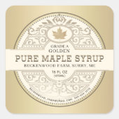 Sirop d'érable local pur Or métallique Étiquette o (Devant)
