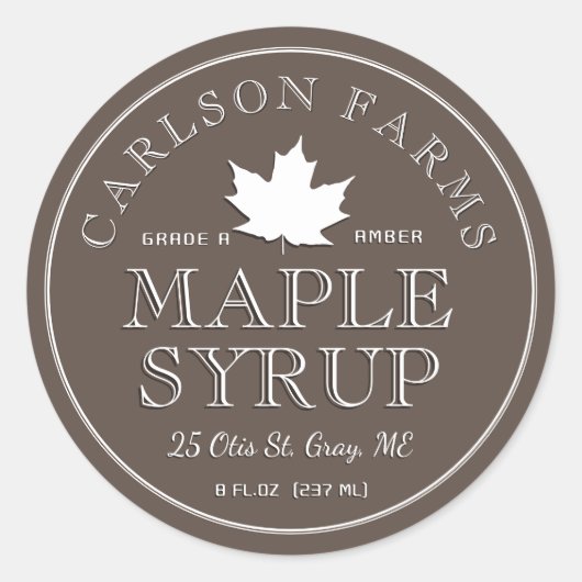 Sirop d'érable modifié Étiquette feuille d'érable  (Devant)