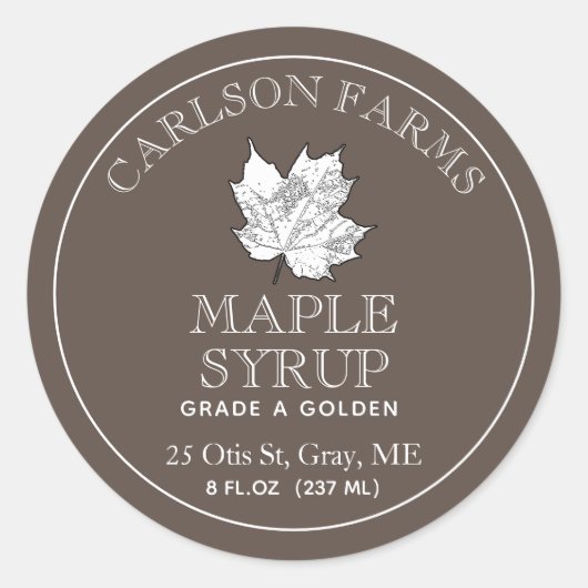 Sirop d'érable modifié Étiquette feuille d'érable  (Devant)