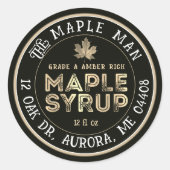 Sirop d'érable noir et or rustique Étiquette feuil (Devant)
