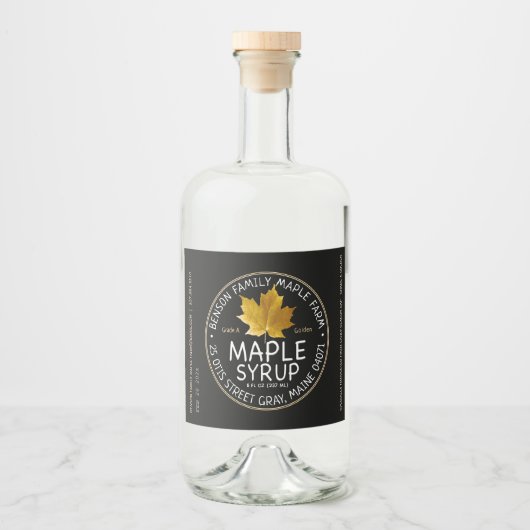 Sirop d'érable noir Étiquette feuille d'érable suc (Devant)