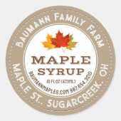 Sirop d'érable rustique Étiquette Feuilles d'érabl (Devant)