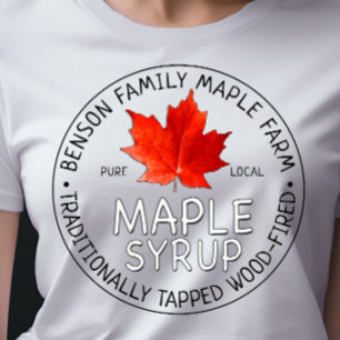 Sirop d'érable T-shirt blanc Chalkboard Texte Feui