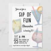 Siroter un cocktail amusant invitation d'anniversa (Devant)
