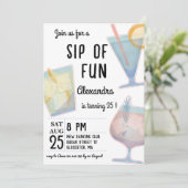 Siroter un cocktail amusant invitation d'anniversa (Debout devant)