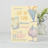 Siroter un cocktail amusant invitation d'anniversa (Debout devant)
