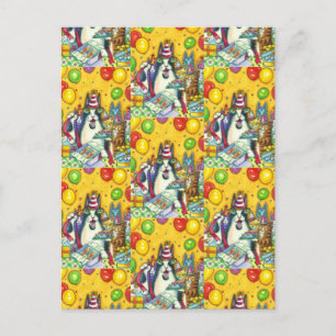 SIS EN FITZ KATTEN, KITTEN, MUIZEN, GRAPPIGE VERJA BRIEFKAART