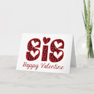 Sis I Love You Cute Cupid Typography Valentijn Feestdagen Kaart