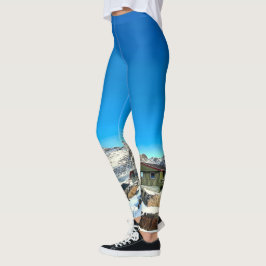 Sisimiut Groenland Clear Blue Sky Kleurrijke Huize Leggings