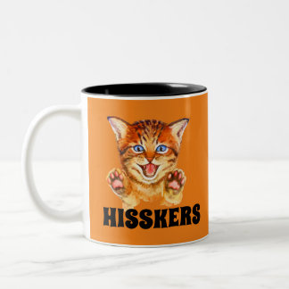 Sissende Kat Hisskers de Kat Tweekleurige Koffiemok