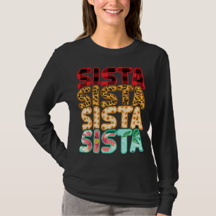 Sista Sister Leopard Red Pset Sunflower Family Ma T-shirt