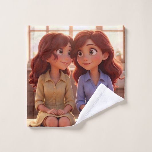 Sister Bond – Beautiful Sisters Illustration Art (Gant de toilette)