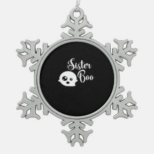 Sister Boo Halloween Klassieke Look Tin Sneeuwvlok Ornament