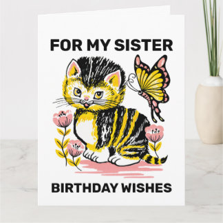 SISTER CUTE CAT HAPPY BIRTHDAY CARD KAART