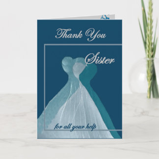 SISTER Dank u wel Bridesmaid - BLAUWGROEN gowns Bedankkaart