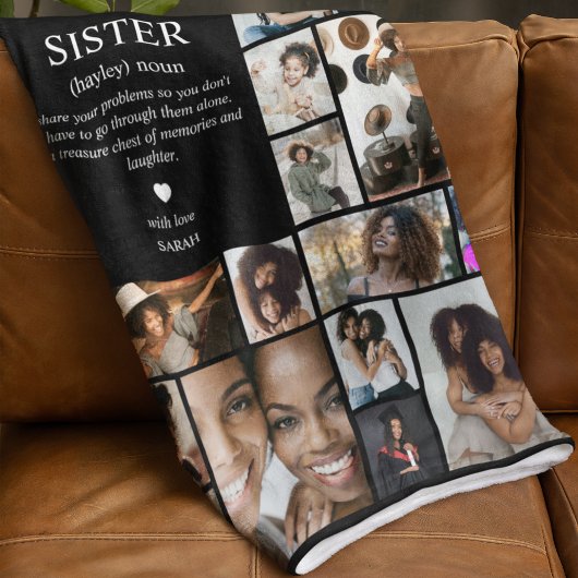 Sister Definition Photo Collage Fleece Deken