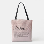 Sister Definition Script Roze Goud Glitter Draagtas (Achterkant)