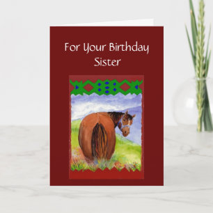 Sister Funny Birthday Wishes Horses  Diet Cake Kaart