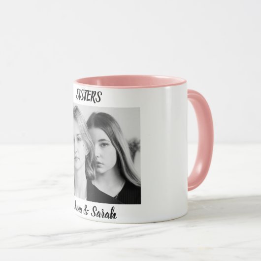 Sister Gift Mug with Photo & Name – Pink Cup Style (Devant droit)