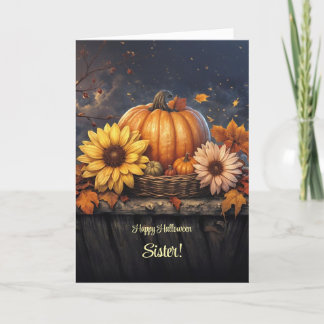 Sister Happy Halloween met Herfst Herfst Kaart