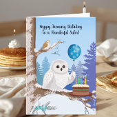 Sister Happy January Birthday Snowy Owl Kaart