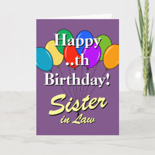 Sister in law Birthday card with colored balloons Kaart