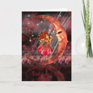 Sister-in-Law Verjaardag Kaart met Schattigee klei