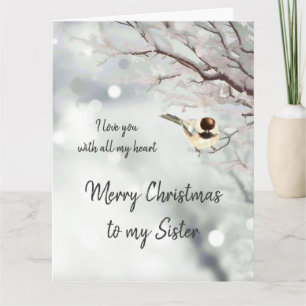 Sister Kerstliefde mijn hart Chickadee Bird Kaart