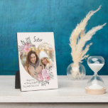 Sister Photo Plaque Gold Heart Floral Frame<br><div class="desc">Custom Photo plaque which you can personalize for anyone and add a favorite saying or words from the heart. Your photo is set into a geometric heart shaped gold frame. The gemstone frame is decorated with watercolor bouquets of pink flowers. It is lettered with the wording "Sister .. always caring...</div>