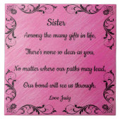 SISTER QUOTE CERAMIC TILE TEGELTJE (Voorkant)